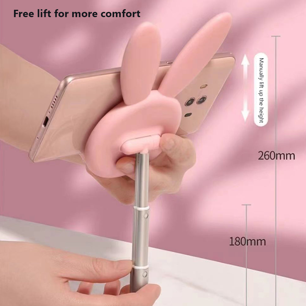 Supporto universale per smartphone Garvee Kawaii Rabbit, supporto da tavolo regolabile in altezza, in silicone, antiscivolo, per ufficio e casa