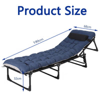 Garvee Lettino da Campeggio Pieghevole per Adulti con Materassino, Struttura in Acciaio a 8 Gambe, Portatile Blu e Grigio 190 cm