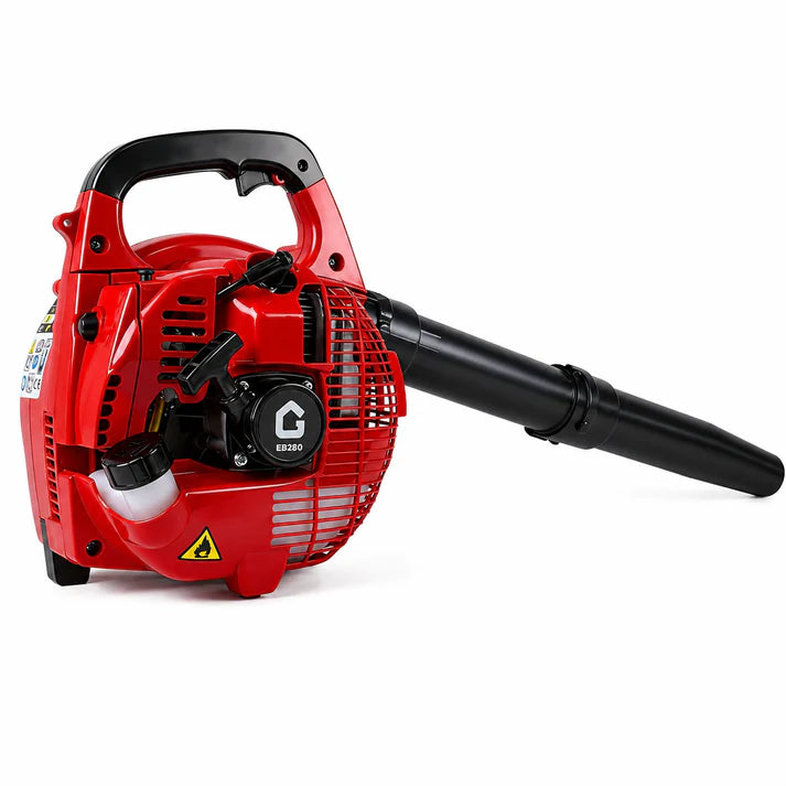 Soffiatore per foglie a benzina portatile Garvee da 28 cc, leggero e potente, per giardino, 1,1 CV, 490 CFM, rosso