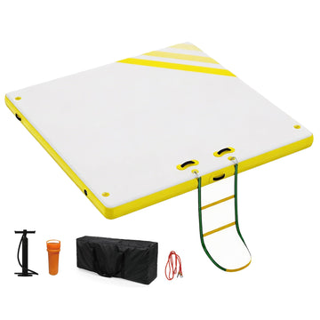 Garvee Piattaforma Gonfiabile Galleggiante 2.4x1.8 m, Superficie Antiscivolo, Scala Morbida, PVC Resistente, Ancoraggio Sicuro, Per Piscina Spiaggia Mare