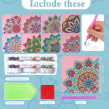 Set di segnalibri con pittura a diamante Garvee da 8 pezzi, motivo mandala, acrilico e pelle PU, pratico ed elegante, regalo fai da te per gli amanti dei libri