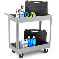 Garvee Carrello Utility in Metallo 2 Ripiani, Capacità 150 kg, Ruote Girevoli 360°, Acciaio Resistente, Garage e Officina, 74 x 38,5 x 81,5 cm, Nero