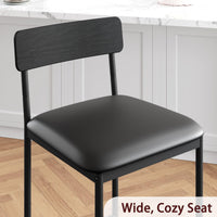 Set di 2 ripiani nel bar Garvee, sedute nel bar della cucina con poggiapiedi, imbottiti, guide ergonomiche, MDF e acciaio, nero rustico, stabili, per banconi e isole