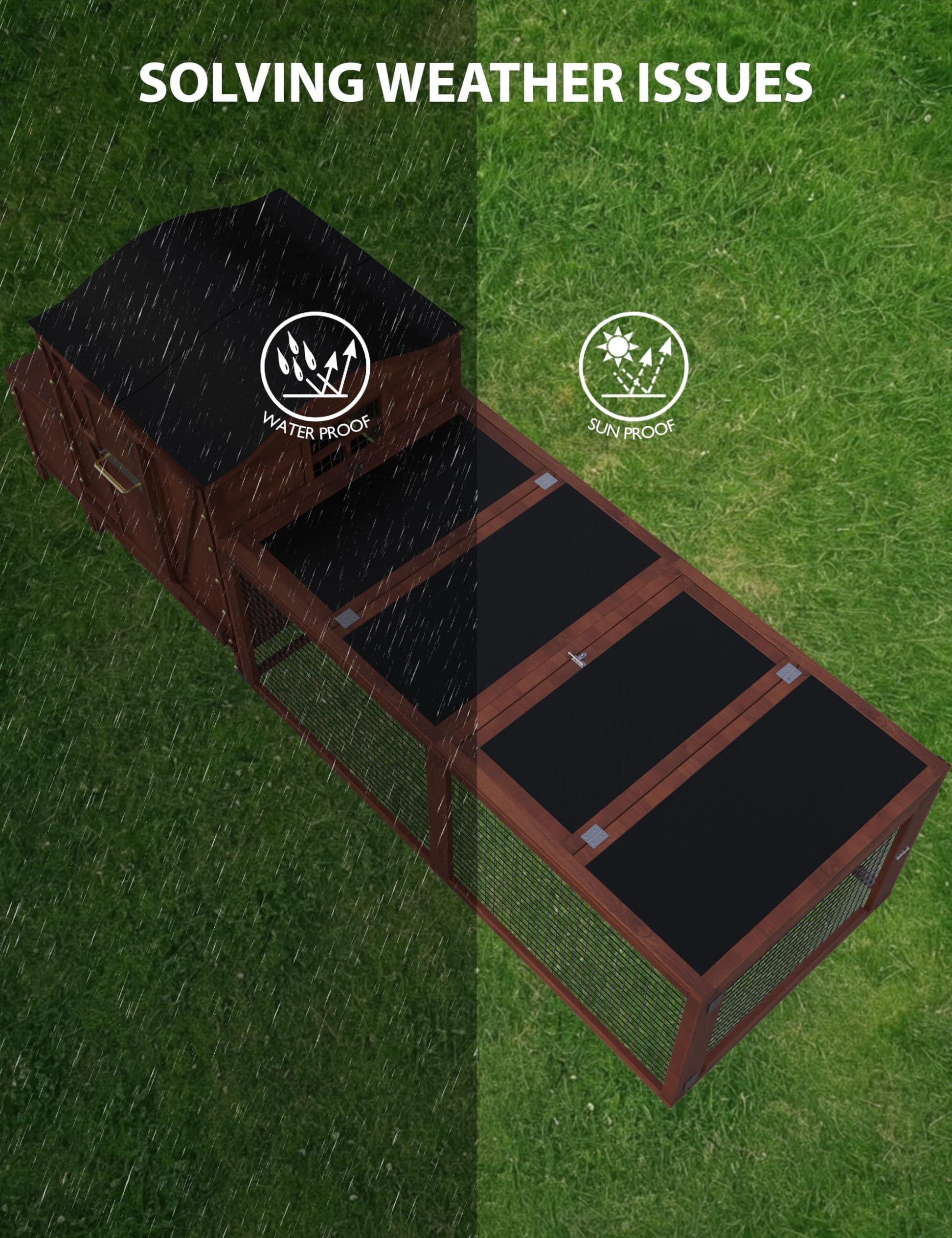 Pollaio in legno Garvee per 3-5 galline con ampio recinto, tetto impermeabile, nido, cassetti, rampa, rosso, resistente alle intemperie, per esterni