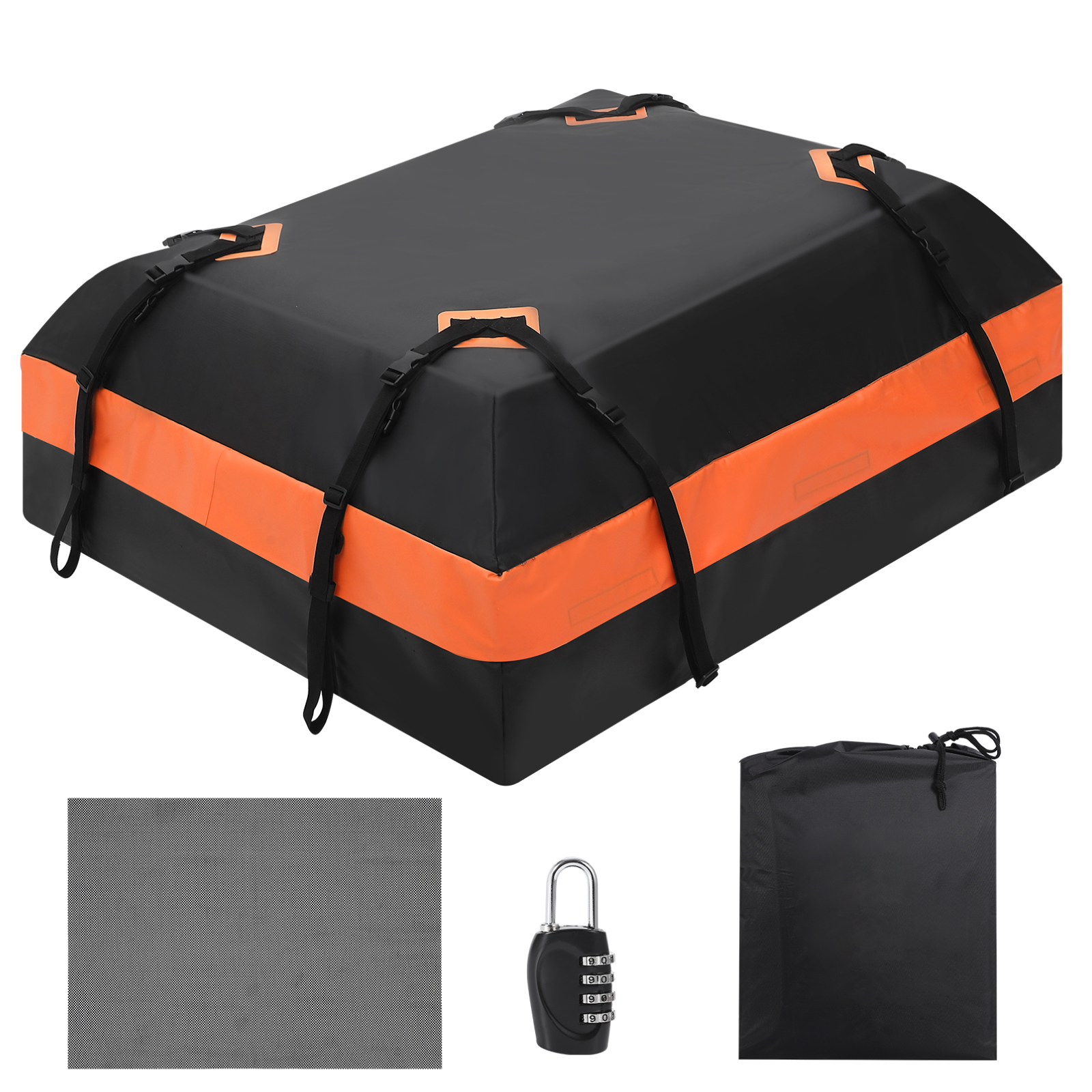 Borsa portabagagli per auto Garvee da 21 piedi cubi impermeabile con 8 cinghie rinforzate per viaggi L51,9 x L39,4 x A17,7 pollici Nero