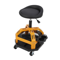 Sgabello girevole Garvee Workshop con capacità di 330 libbre, struttura in acciaio, ruote, portabicchieri per garage e officina, comodo, resistente