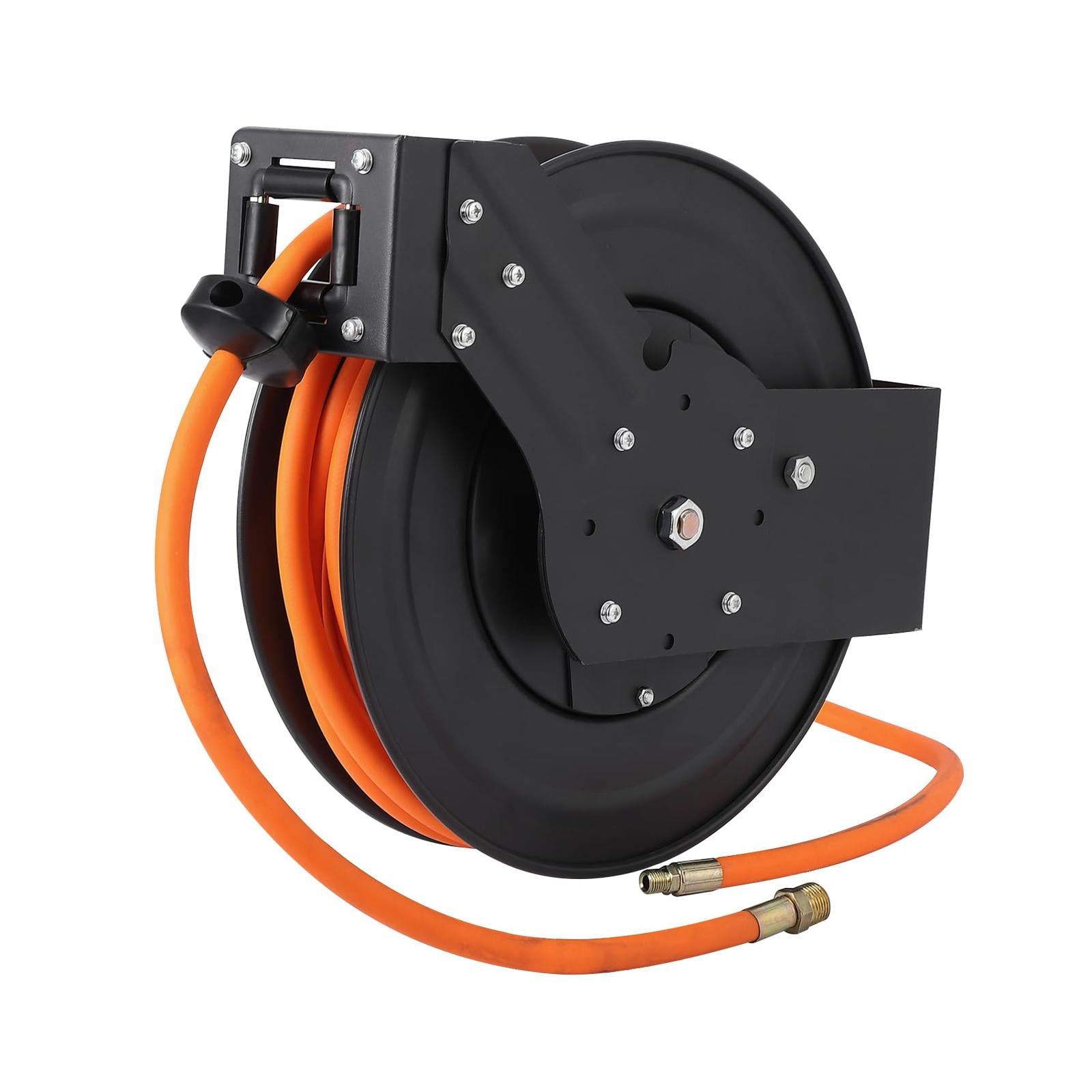 Avvolgitubo Retrattile Garvee 3/8" x 25 ft per Aria - Tubo Ibrido Pesante, Riavvolgimento Automatico, Supporto 180° - Ideale per Officina Festa del Papà