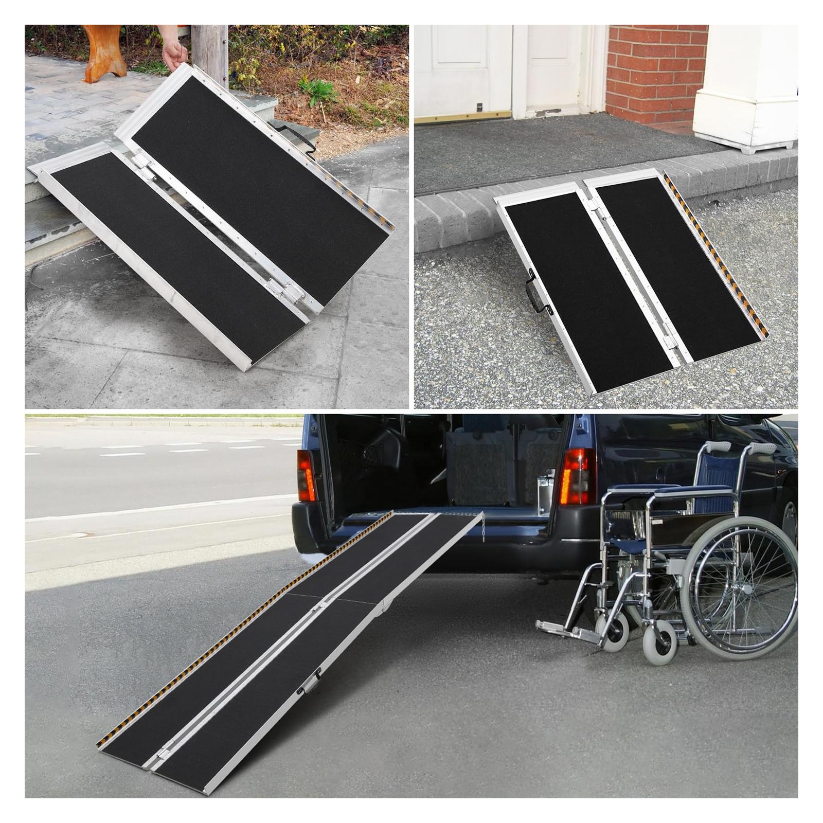 Rampa per sedile e rotelle portatile Garvee da 3 piedi, antiscivolo, in alluminio, leggera, pieghevole, per scale di casa e auto, argento