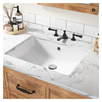 Lavabo da appoggio in ceramica Garvee, rettangolare, troppo pieno, bianco lucido, 21,65x15,75x7,87 pollici, bagno moderno