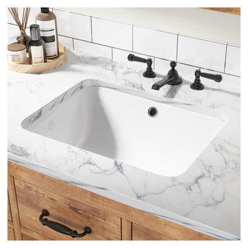 Lavabo da appoggio in ceramica Garvee, rettangolare, bianco lucido, 20,28x15,16x7,87 pollici, bagno moderno