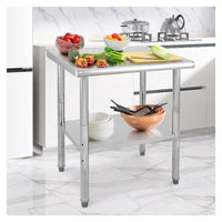 Tavolo da lavoro in acciaio inossidabile Garvee da 24x30 pollici con ripiano inferiore regolabile e piedini per uso in cucina e commerciale, antiruggine, acciaio zincato