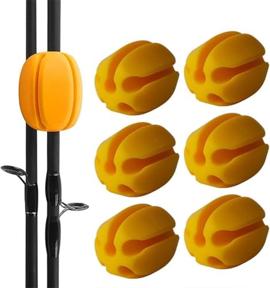 Garvee Set di 6 cinghie portacanna in silicone gialle per pesca a mosca, leggere, robuste, per esterni