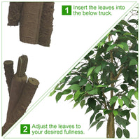 Albero di ficus artificiale Garvee da 6 piedi con foglie di seta realistiche e vaso di cemento stabile per uso interno ed esterno, verde