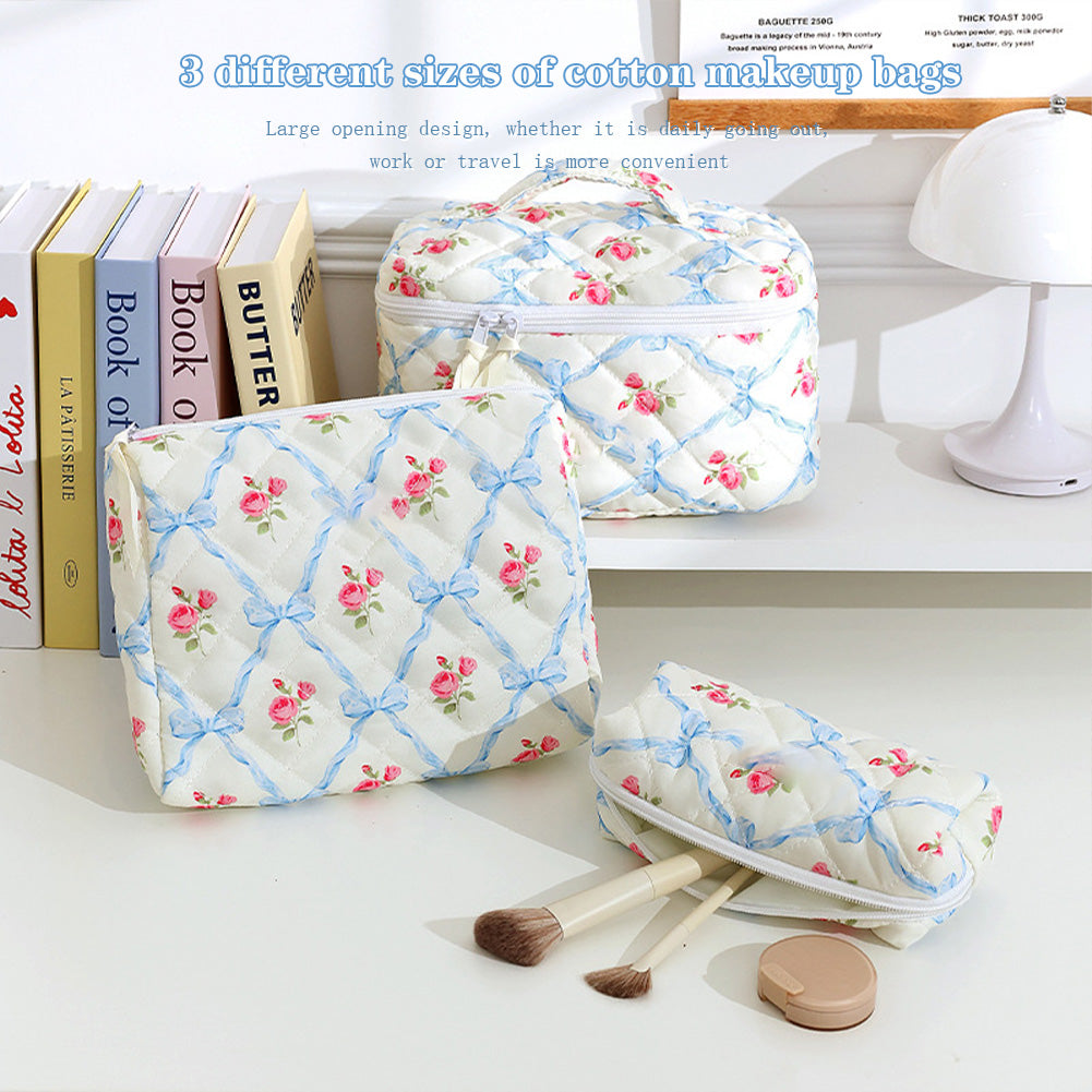 Garvee Set da 3 pezzi Borse per cosmetici trapuntate Organizzatore per trucchi da viaggio Grande capacità Leggero Versatile Materiale di alta qualità Portatile Per donne e ragazze