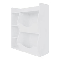 Scaffale portagiochi per bambini Garvee a 3 ripiani con 5 scomparti, bifacciale, MDF, robusto per camera da letto e cameretta, versatile, bianco