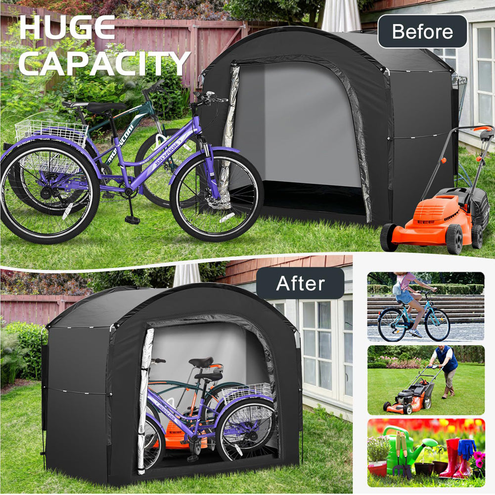 Tenda per Biciclette Garvee 4-5 Posti, Resistente Intemperie e UV, Oxford 210D - Garage Bici 220x150x185 cm Argento