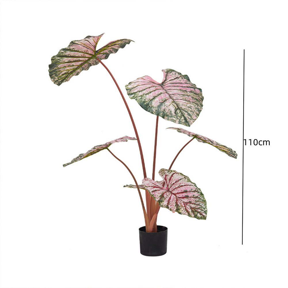 Pianta artificiale di Caladium Garvee da 110 cm, facile da curare e verde tutto l'anno, per ufficio e soggiorno, leggera e sicura, verde