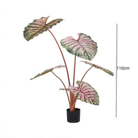 Pianta artificiale di Caladium Garvee da 110 cm, facile da curare e verde tutto l'anno, per ufficio e soggiorno, leggera e sicura, verde