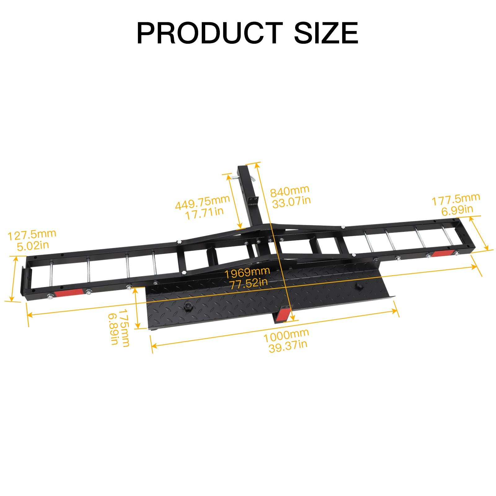 Gancio di traino per moto Garvee da 60 libbre in acciaio con rampa e cinghie di ancoraggio per bici elettrica e mountain bike, ricevitore da 2", trasporto all'aperto