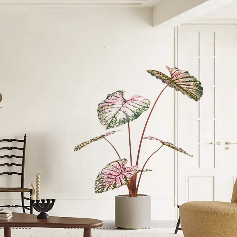 Pianta artificiale di Caladium Garvee da 110 cm, facile da curare e verde tutto l'anno, per ufficio e soggiorno, leggera e sicura, verde