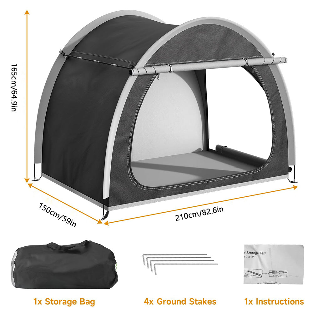 Tenda Garage per Biciclette Garvee 3-4 Bike, 200x150x170 cm, Oxford 210D Impermeabile Grigio - Perfetta per Festa del Papà