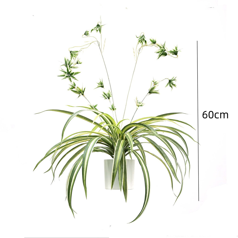 Garvee set da 2 pezzi di piante artificiali sospese Chlorophytum comosum, plastica con vaso, per uso interno ed esterno, verde