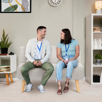 Divano Garvee a 2 posti, tessuto effetto lino, gambe in legno, look retrò, beige, per soggiorno e camera da letto