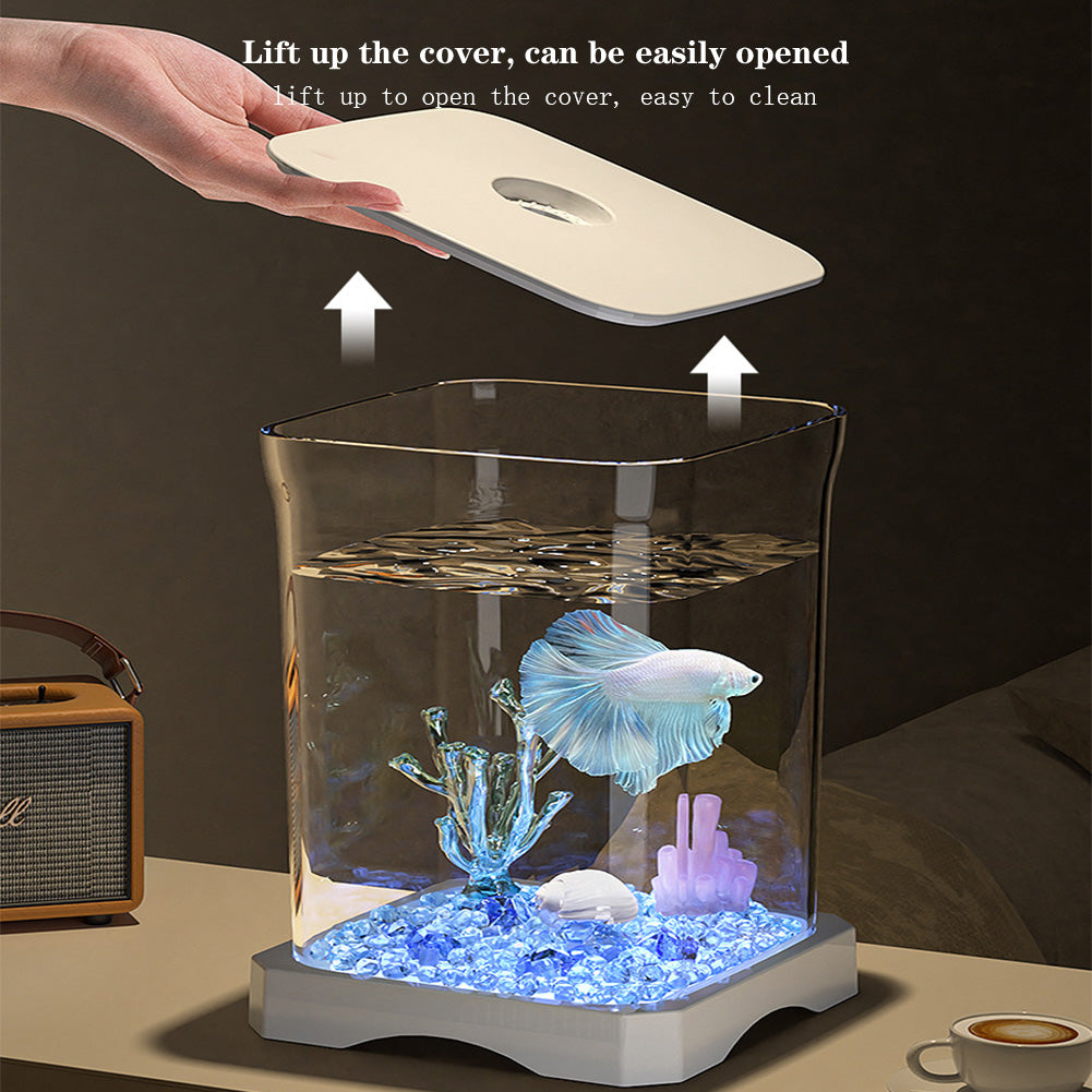 Acquario per pesci Betta Garvee da 2 galloni, set completo con filtro in vetro decorativo per casa e ufficio