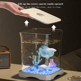 Acquario per pesci Betta Garvee da 2 galloni, set completo con filtro in vetro decorativo per casa e ufficio - Bianco
