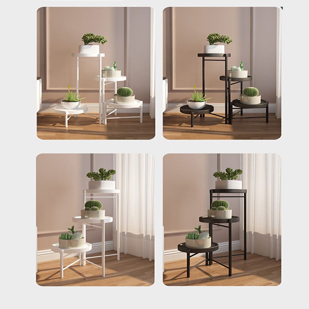 Scaffale per piante in metallo Garvee con ripiani pieghevoli, robusto, per balcone e giardino, multilivello, nero