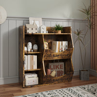 Scaffale portagiochi per bambini Garvee a 3 ripiani con 5 scomparti, MDF robusto, multifunzionale per camera da letto e cameretta, bianco compatto