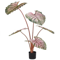 Pianta artificiale di Caladium Garvee da 110 cm, facile da curare e verde tutto l'anno, per ufficio e soggiorno, leggera e sicura, verde
