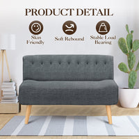Divano a due posti Garvee Loveseat Canapé in tessuto effetto lino imbottito con gambe in legno grigio compatto per soggiorno, camera da letto, sala giochi, 117x56x78 cm