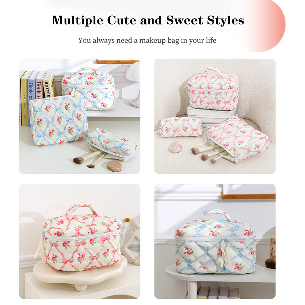 Garvee Set da 3 pezzi Borse per cosmetici trapuntate Organizzatore per trucchi da viaggio Grande capacità Leggero Versatile Materiale di alta qualità Portatile Per donne e ragazze