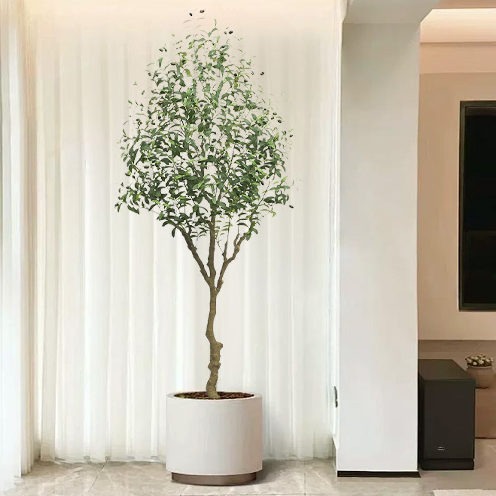 Albero di ulivo artificiale Garvee da 7 piedi con tronco in legno naturale e rami regolabili per soggiorno e ufficio, vaso stabile, verde