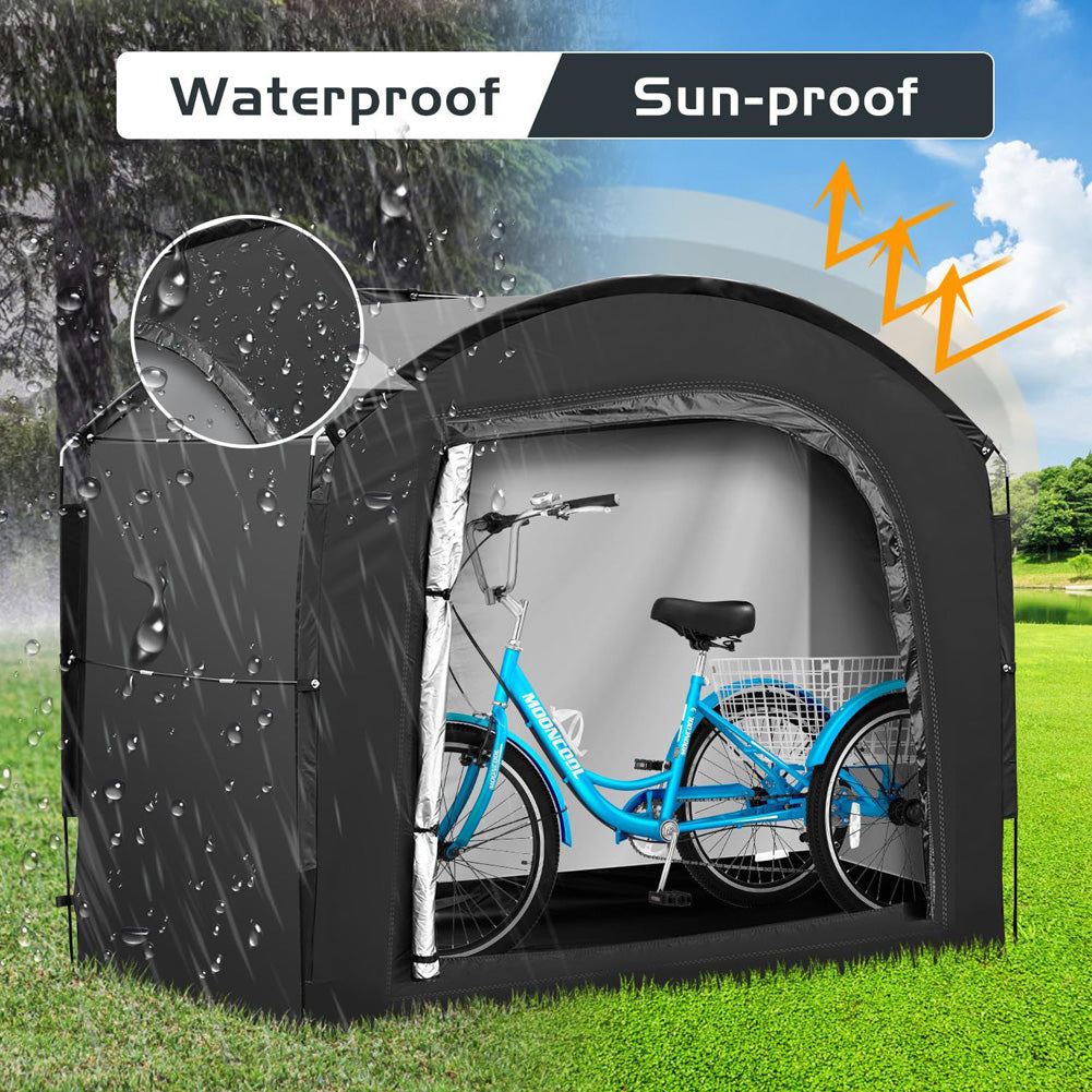 Tenda per Biciclette Garvee 4-5 Posti, Resistente Intemperie e UV, Oxford 210D - Garage Bici 220x150x185 cm Argento