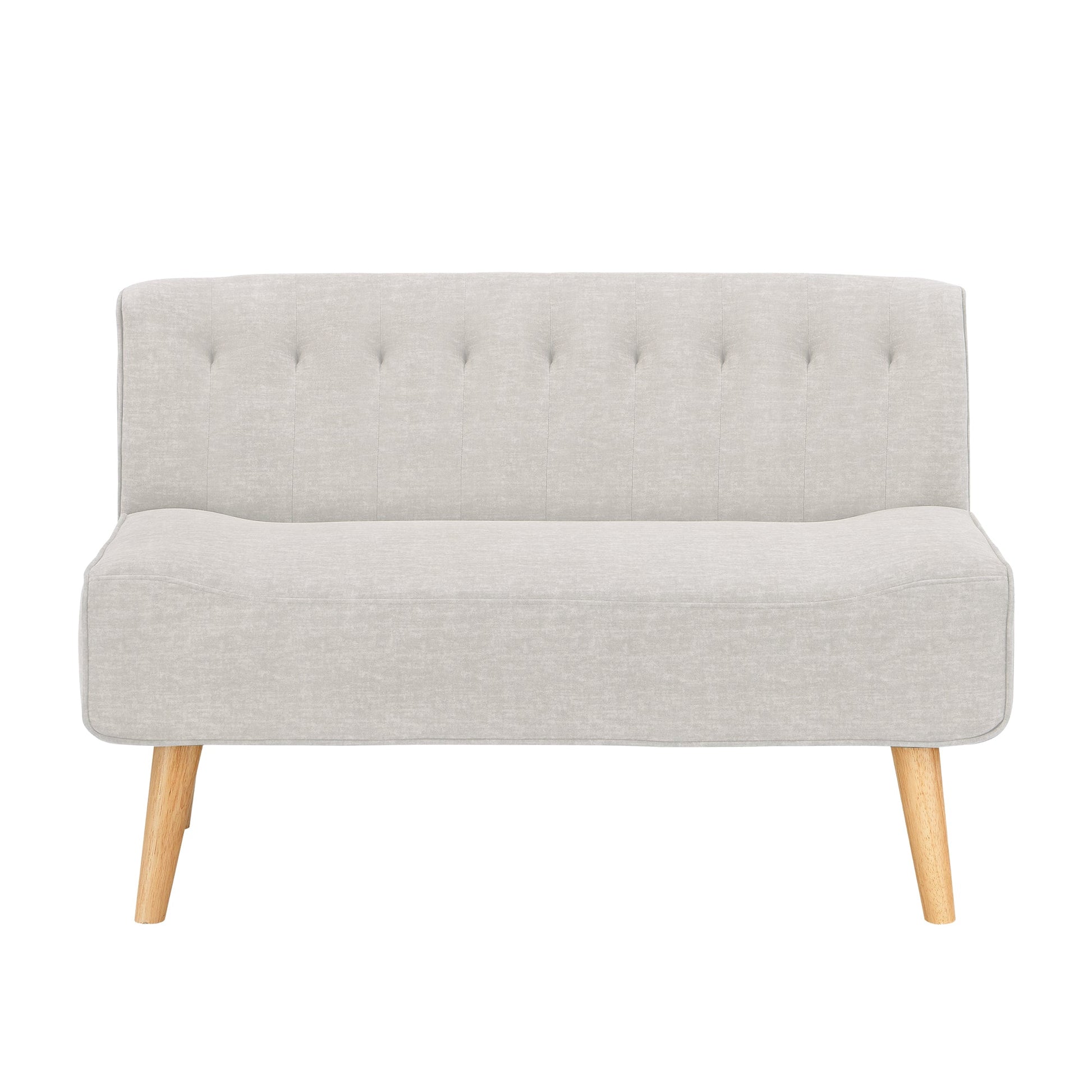 Divano Garvee a 2 posti, tessuto effetto lino, gambe in legno, look retrò, beige, per soggiorno e camera da letto