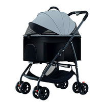 Passeggino pieghevole 3 in 1 Garvee per animali domestici, con cestino portaoggetti, finestra in rete, portatile, fino a 25 kg, nero