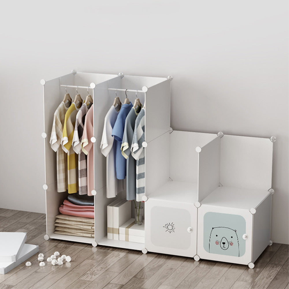 Armadio pensile portatile modulare in plastica con cubi fai da te, porte con struttura in metallo, 145x110x47 cm, per ufficio domestico, nero