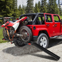 Gancio di traino per moto Garvee da 60 libbre in acciaio con rampa e cinghie di ancoraggio per bici elettrica e mountain bike, ricevitore da 2", trasporto all'aperto