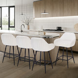 Set Garvee 2 Sgabelli da Bar 26" Moderni Girevoli con Sherpa, Schienale, Gambe in Metallo, Poggiapiedi, Altezza Bancone, Cucina e Sala da Pranzo, Nero, 26 Pollici - White