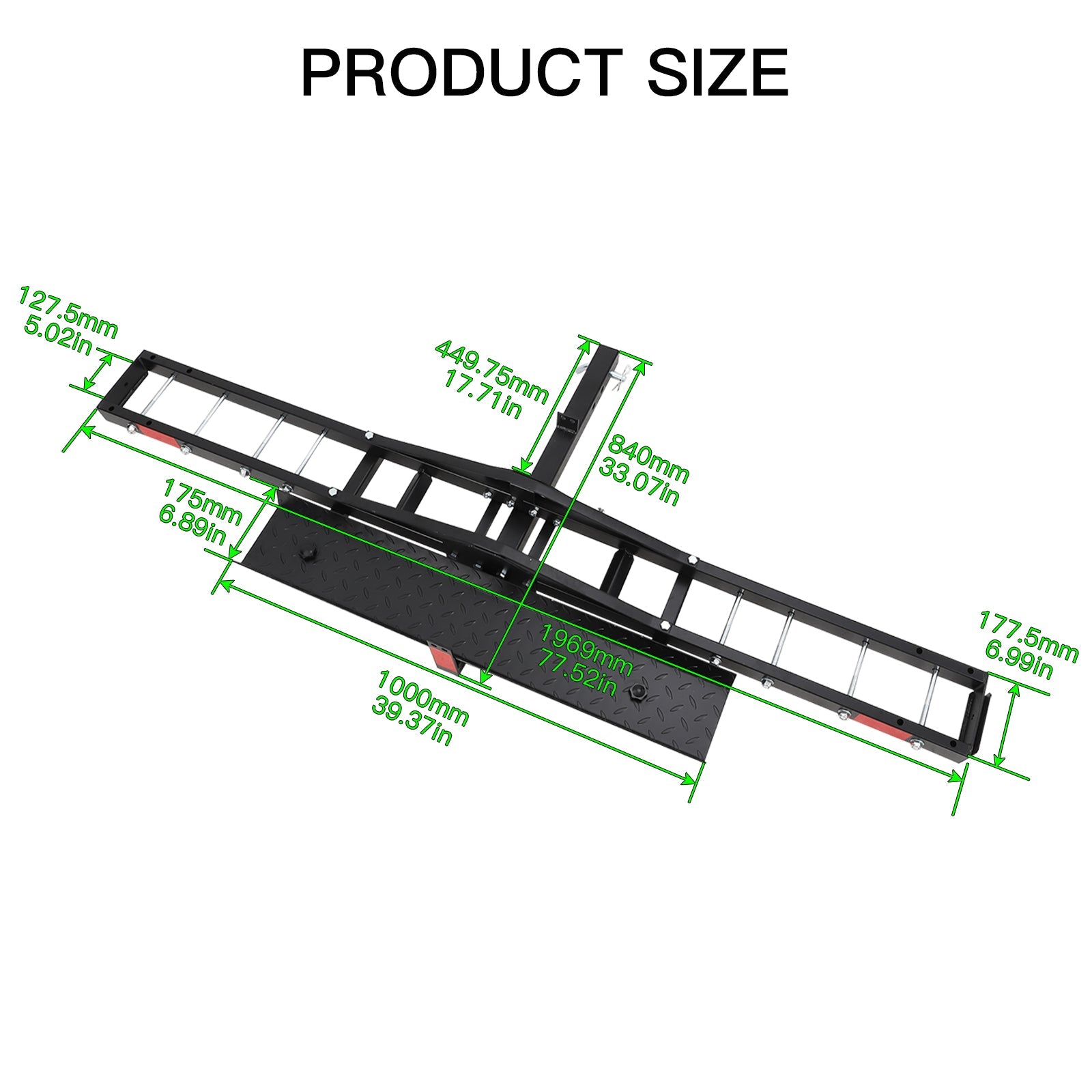 Gancio di traino per moto Garvee da 60 libbre in acciaio con rampa e cinghie di ancoraggio per bici elettrica e mountain bike, ricevitore da 2", trasporto all'aperto