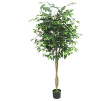 Albero di ficus artificiale Garvee da 6 piedi con foglie di seta realistiche e vaso di cemento stabile per uso interno ed esterno, verde