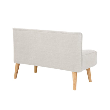 Divano Garvee a 2 posti, tessuto effetto lino, gambe in legno, look retrò, beige, per soggiorno e camera da letto