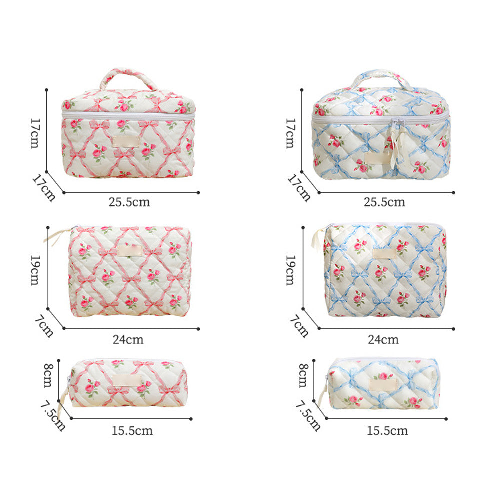Garvee Set da 3 pezzi Borse per cosmetici trapuntate Organizzatore per trucchi da viaggio Grande capacità Leggero Versatile Materiale di alta qualità Portatile Per donne e ragazze
