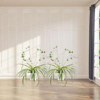 Garvee set da 2 pezzi di piante artificiali sospese Chlorophytum comosum, plastica con vaso, per uso interno ed esterno, verde