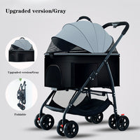 Passeggino pieghevole 3 in 1 Garvee per animali domestici, con cestino portaoggetti, finestra in rete, portatile, fino a 25 kg, nero