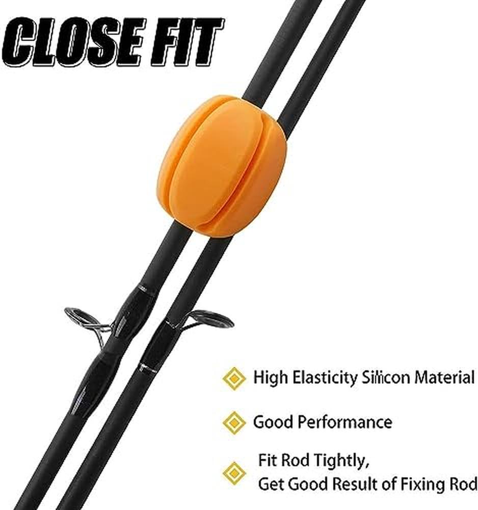 Garvee Set di 6 cinghie portacanna in silicone gialle per pesca a mosca, leggere, robuste, per esterni