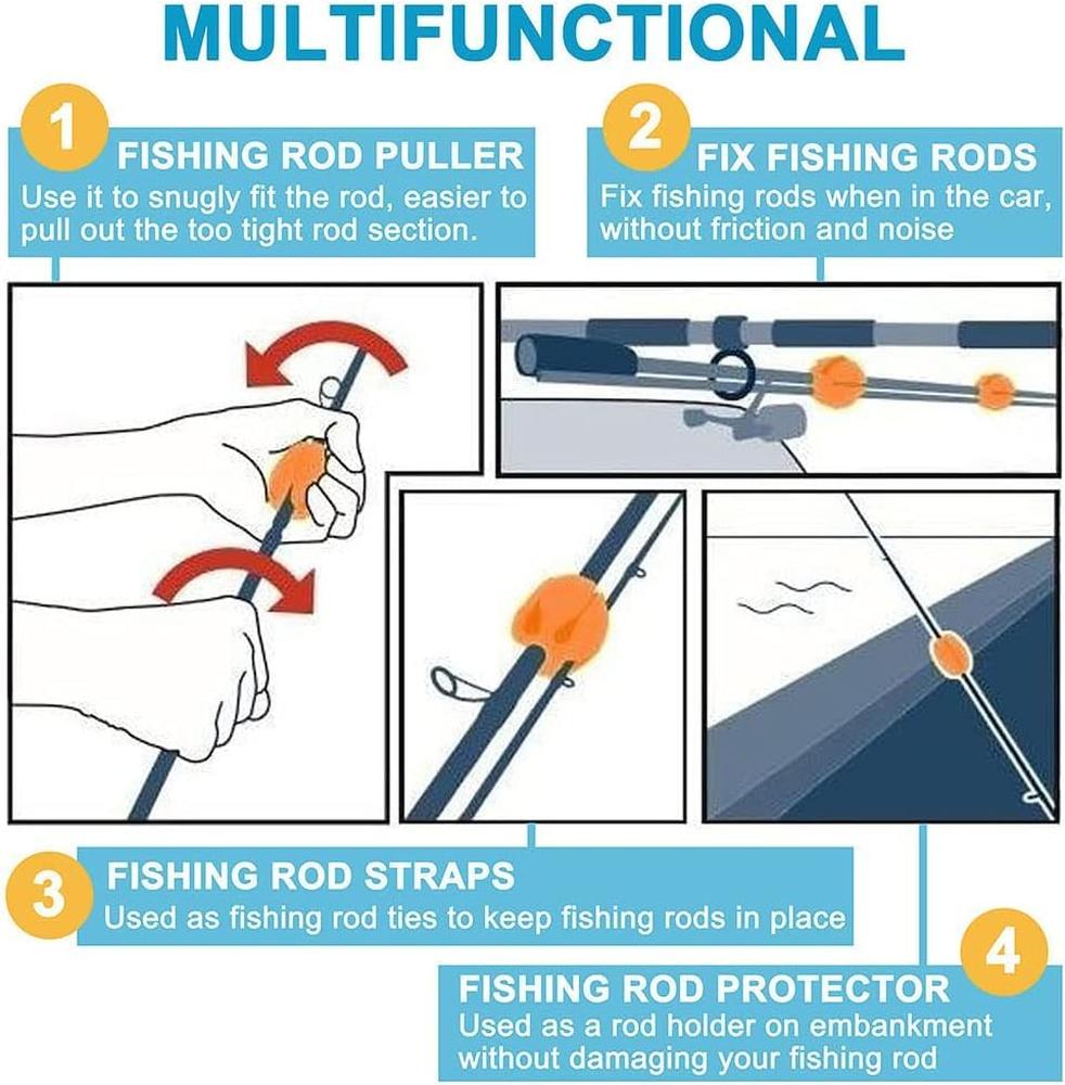 Garvee Set di 6 cinghie portacanna in silicone gialle per pesca a mosca, leggere, robuste, per esterni