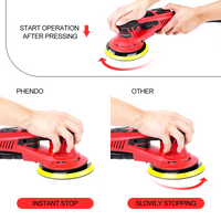 Levigatrice orbitale casuale elettrica Garvee 350W senza spazzole 10000 giri/min 150mm Lucidatrice per legno a basse vibrazioni Ergonomica compatta per officina Nero